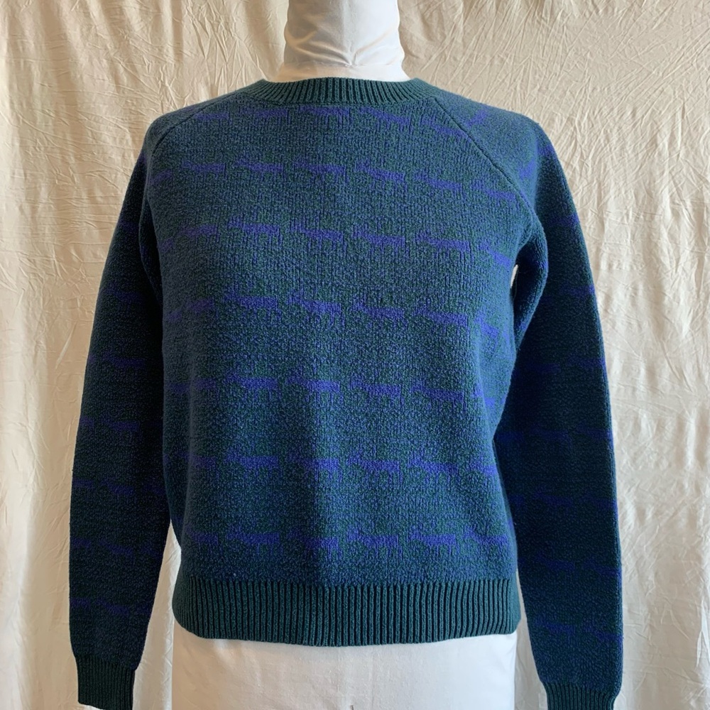 Vintage Levi's Blue & Green Patterned Crewneck Sweater - Size S